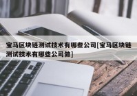 宝马区块链测试技术有哪些公司[宝马区块链测试技术有哪些公司做]